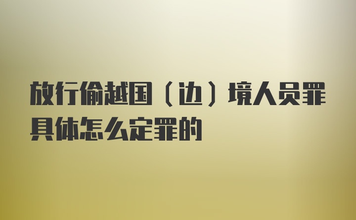 放行偷越国(边)境人员罪具体怎么定罪的