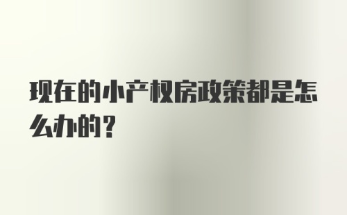 现在的小产权房政策都是怎么办的？