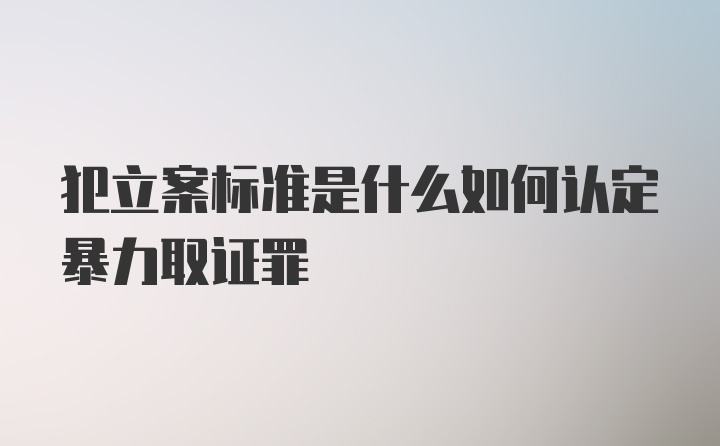 犯立案标准是什么如何认定暴力取证罪