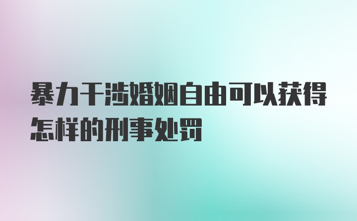 暴力干涉婚姻自由可以获得怎样的刑事处罚