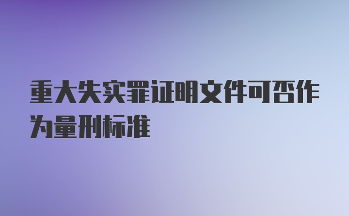 重大失实罪证明文件可否作为量刑标准