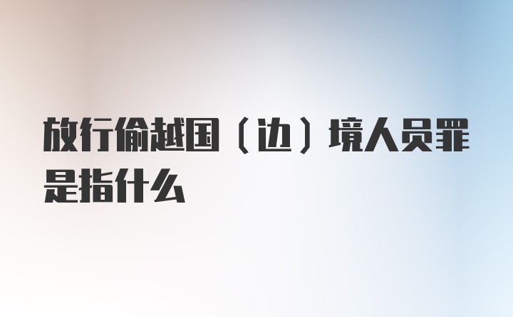 放行偷越国(边)境人员罪是指什么