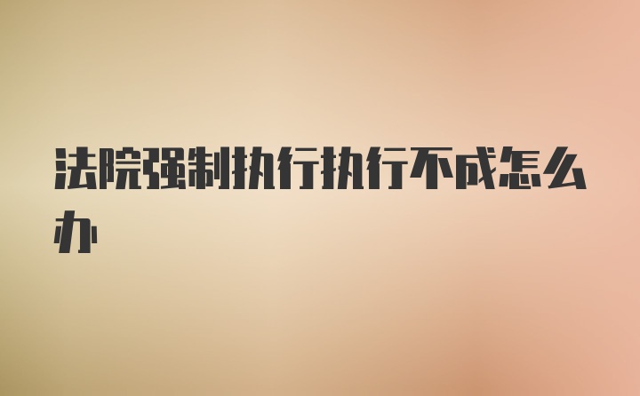 法院强制执行执行不成怎么办