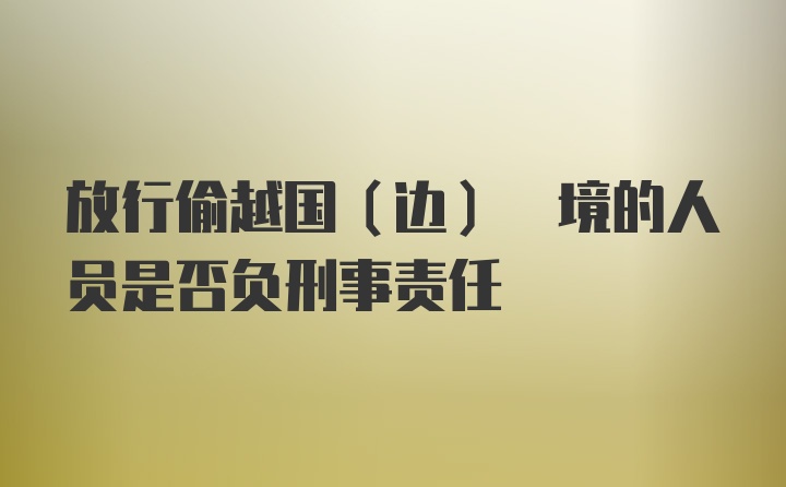 放行偷越国(边) 境的人员是否负刑事责任