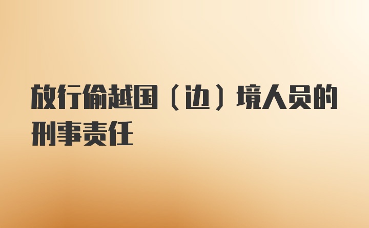 放行偷越国(边)境人员的刑事责任