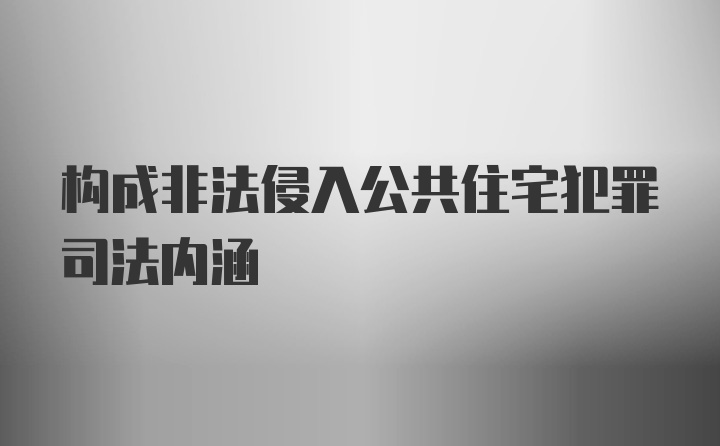 构成非法侵入公共住宅犯罪司法内涵