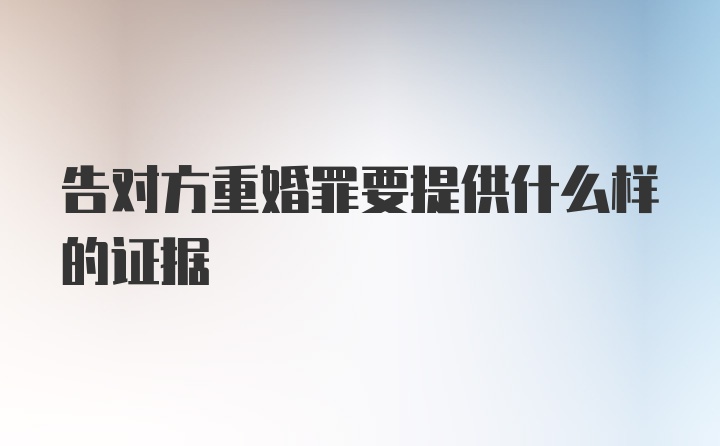 告对方重婚罪要提供什么样的证据