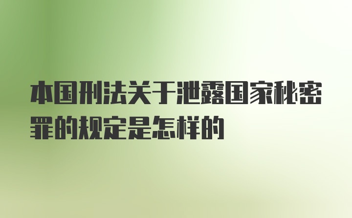 本国刑法关于泄露国家秘密罪的规定是怎样的