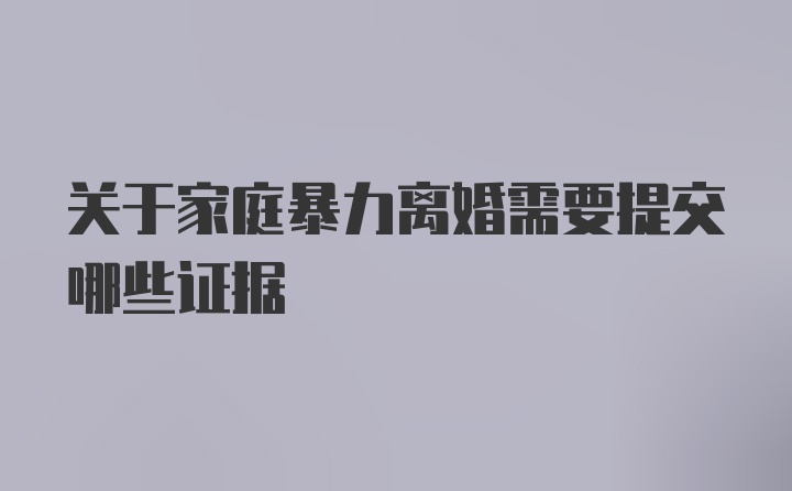 关于家庭暴力离婚需要提交哪些证据