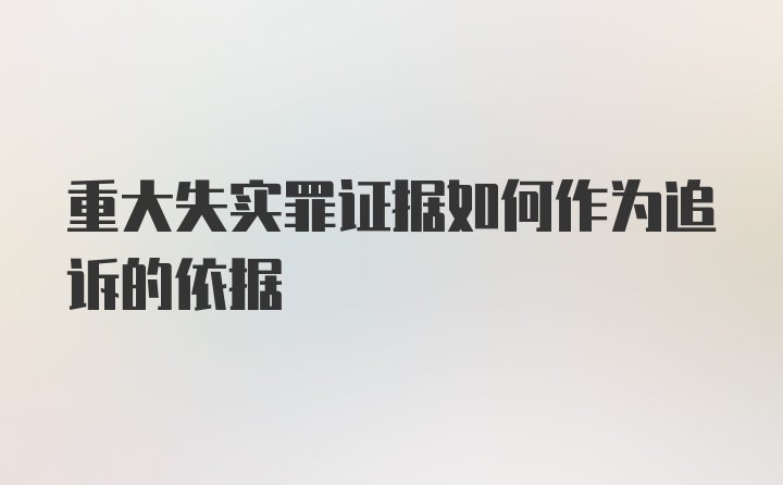 重大失实罪证据如何作为追诉的依据