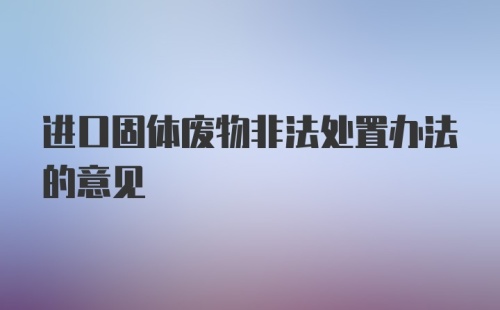 进口固体废物非法处置办法的意见