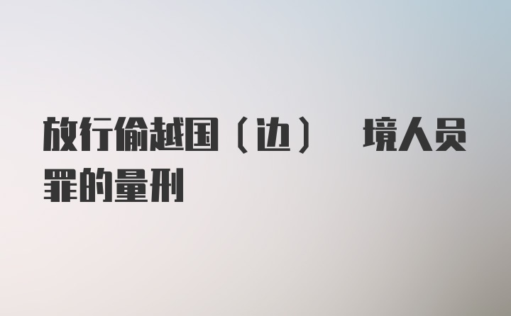 放行偷越国(边) 境人员罪的量刑