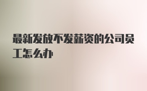 最新发放不发薪资的公司员工怎么办