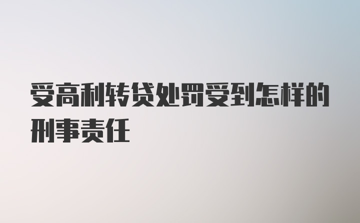 受高利转贷处罚受到怎样的刑事责任