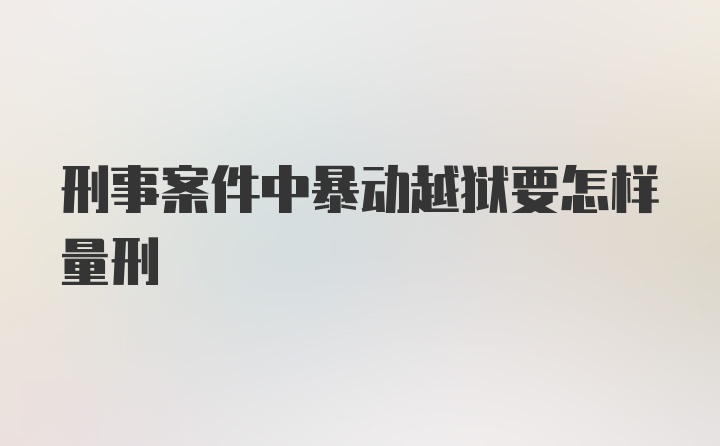 刑事案件中暴动越狱要怎样量刑