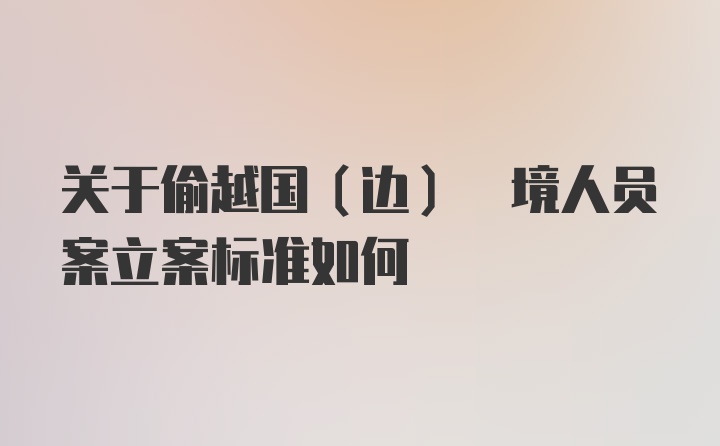 关于偷越国(边) 境人员案立案标准如何