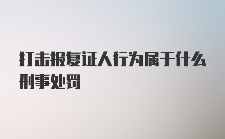 打击报复证人行为属于什么刑事处罚