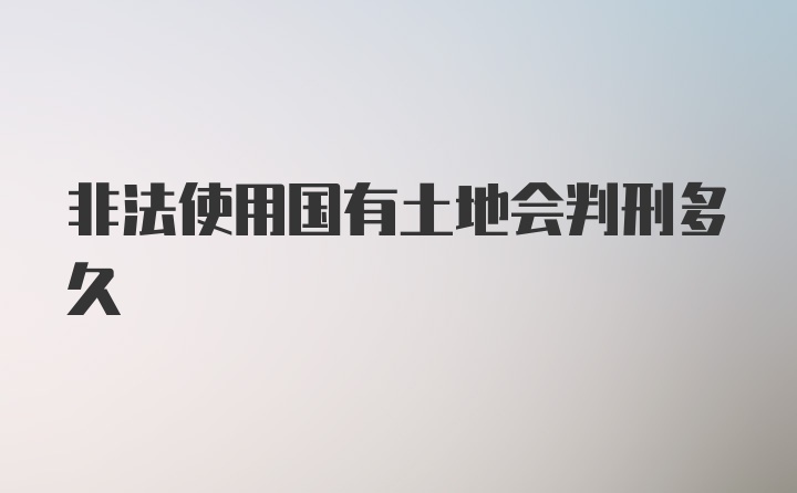 非法使用国有土地会判刑多久