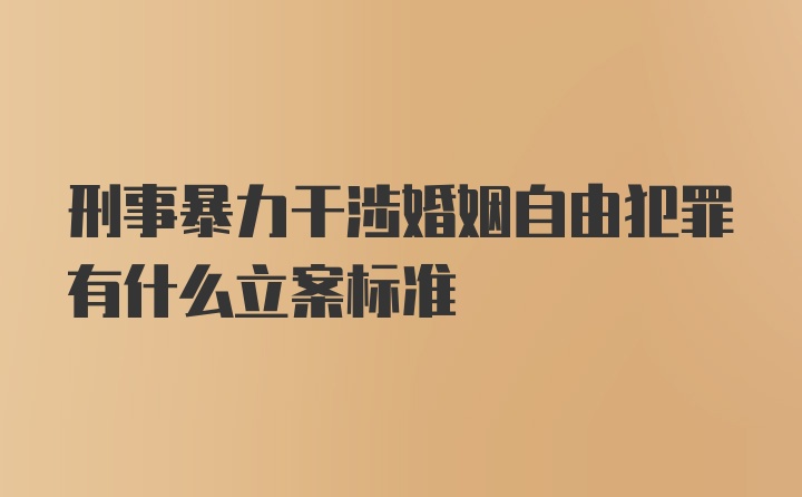 刑事暴力干涉婚姻自由犯罪有什么立案标准