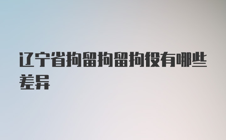辽宁省拘留拘留拘役有哪些差异