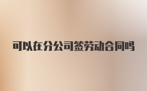 可以在分公司签劳动合同吗