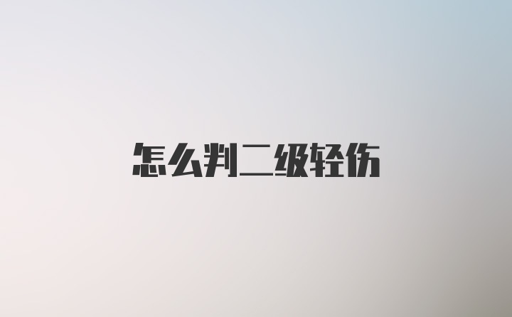 怎么判二级轻伤