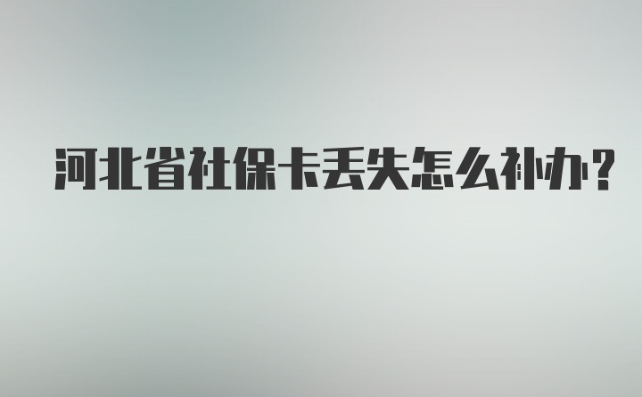 河北省社保卡丢失怎么补办？