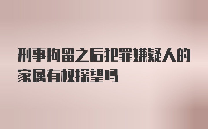 刑事拘留之后犯罪嫌疑人的家属有权探望吗