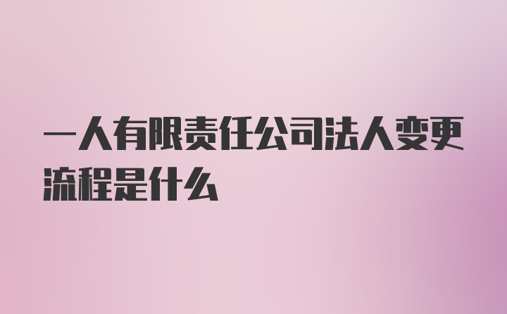 一人有限责任公司法人变更流程是什么