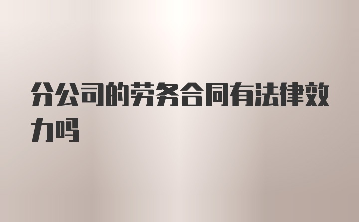 分公司的劳务合同有法律效力吗