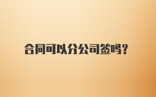 合同可以分公司签吗？