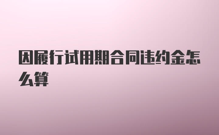 因履行试用期合同违约金怎么算