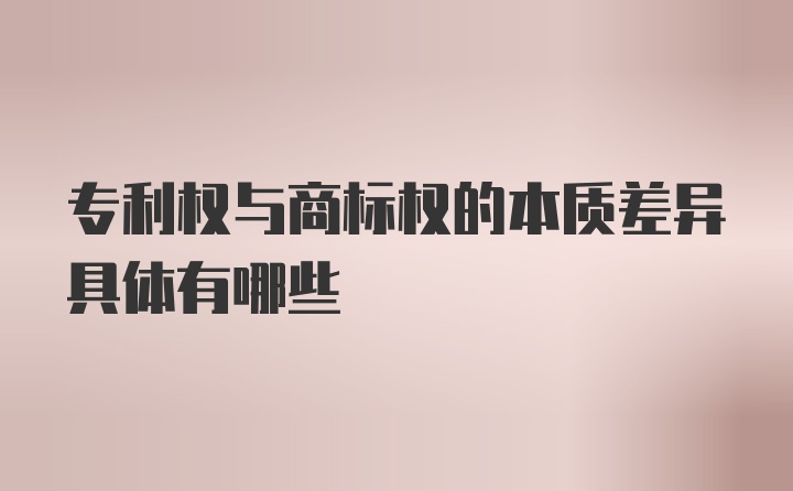 专利权与商标权的本质差异具体有哪些