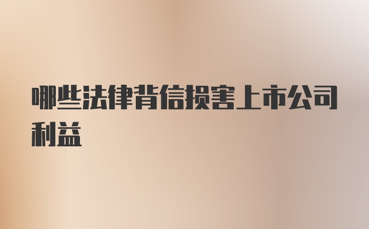 哪些法律背信损害上市公司利益