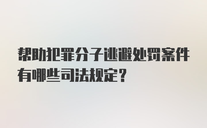 帮助犯罪分子逃避处罚案件有哪些司法规定?