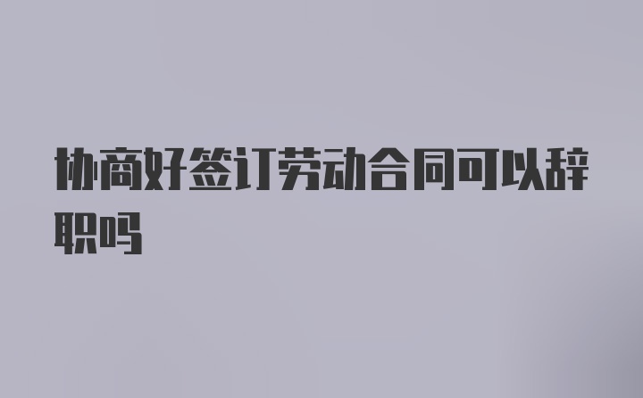 协商好签订劳动合同可以辞职吗