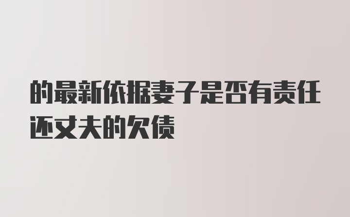 的最新依据妻子是否有责任还丈夫的欠债