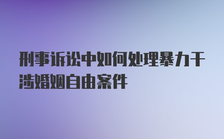 刑事诉讼中如何处理暴力干涉婚姻自由案件