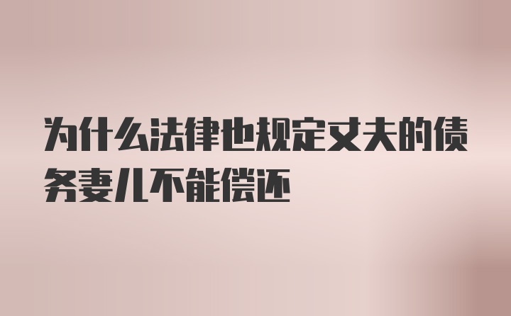 为什么法律也规定丈夫的债务妻儿不能偿还