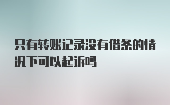 只有转账记录没有借条的情况下可以起诉吗