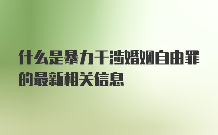 什么是暴力干涉婚姻自由罪的最新相关信息