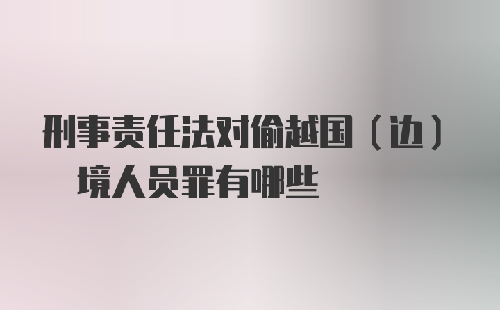 刑事责任法对偷越国(边) 境人员罪有哪些