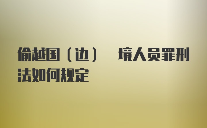 偷越国(边) 境人员罪刑法如何规定