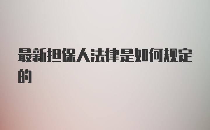 最新担保人法律是如何规定的