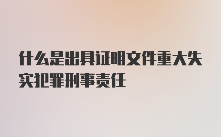 什么是出具证明文件重大失实犯罪刑事责任