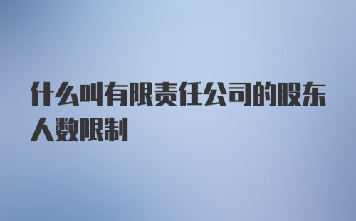 什么叫有限责任公司的股东人数限制