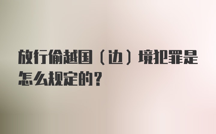 放行偷越国(边)境犯罪是怎么规定的？