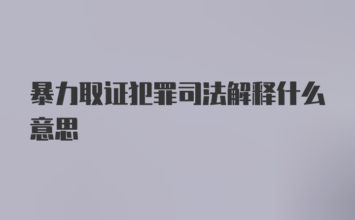 暴力取证犯罪司法解释什么意思