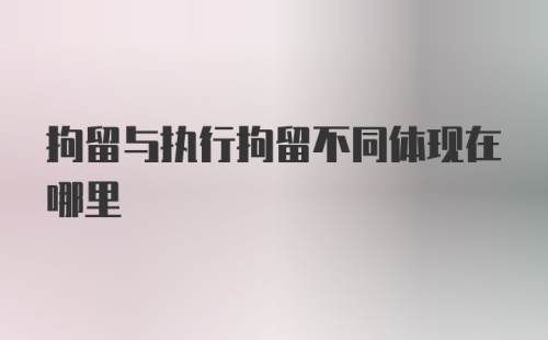 拘留与执行拘留不同体现在哪里