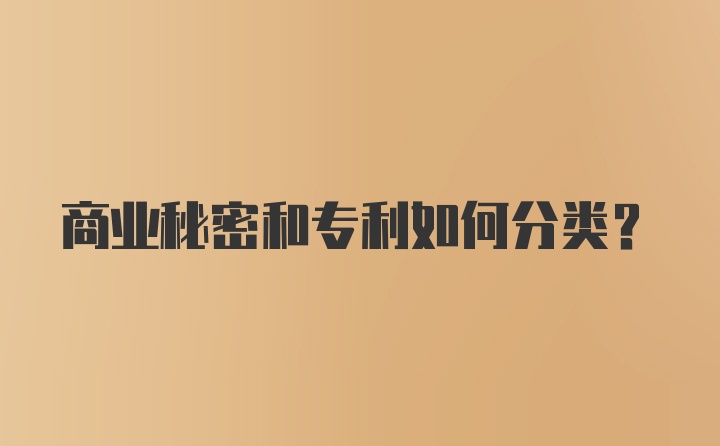 商业秘密和专利如何分类？